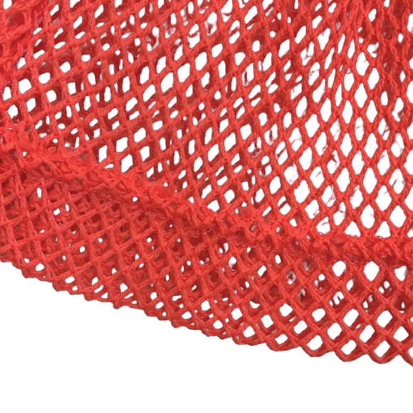 EUC Adorable Vintage Orange Fishnet & Elastic Black Waist Mini Skirt SZ SMALL - Picture 3 of 5